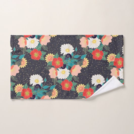 Elegante Hand gezeichneter Blumen- und Badhandtuch Set (Handtuch)