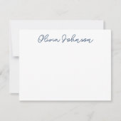 Elegante Hand Letted Script Navy White Note Card Mitteilungskarte (Vorderseite)