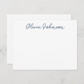 Elegante Hand Letted Script Navy White Note Card Mitteilungskarte (Vorne/Hinten)
