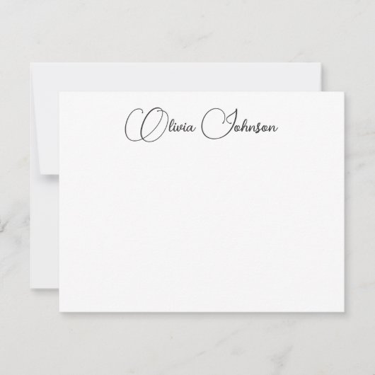 Elegante Hand Letted Script Note Card Mitteilungskarte (Vorderseite)