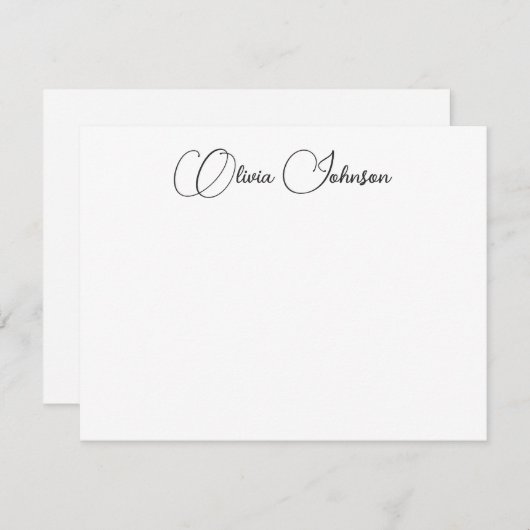Elegante Hand Letted Script Note Card Mitteilungskarte (Vorne/Hinten)