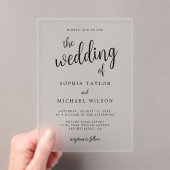 Elegante Hand Lettering Black Wedding Acryleinladungen (Insitu (Handheld))
