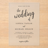 Elegante Hand Lettering Black Wedding Acryleinladungen (Vorderseite)