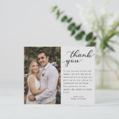 Elegante Hand Lettering Foto Wedding Danke (Stehend Vorderseite)