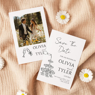 Elegante Hand Zeichnend Hochzeit Einladung