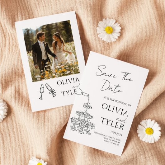 Elegante Hand Zeichnend Hochzeit Einladung