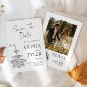 Elegante Hand Zeichnend Hochzeit Einladung