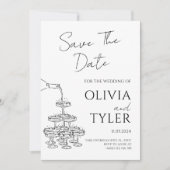 Elegante Hand Zeichnend Hochzeit Einladung (Vorderseite)