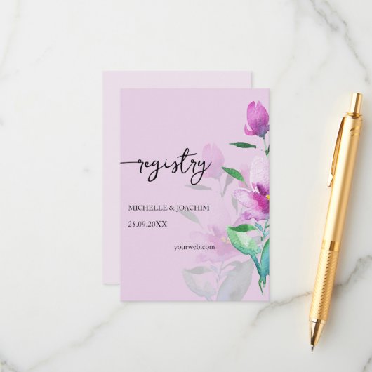 Elegante handbemalte Blumenverschlusskarte Begleitkarte (Vorderseite/Rückseite Beispiel)