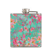 Elegante Handfarbe Aquarellfeder blühend Flachmann (Rückseite)