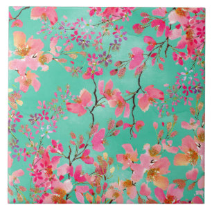 Elegante Handfarbe Aquarellfeder blühend Fliese