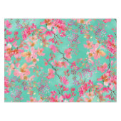 Elegante Handfarbe Aquarellfeder blühend Tischdecke (Vorderseite (Horizontal))