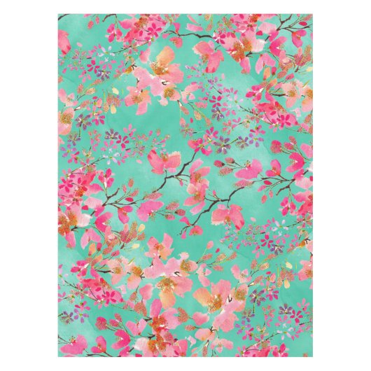 Elegante Handfarbe Aquarellfeder blühend Tischdecke (Vorderseite)