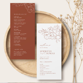 Elegante handgearbeitete Terrakotta Hochzeit Programm