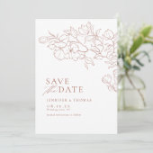 Elegante handgearbeitete Terrakotta Hochzeit Save The Date (Stehend Vorderseite)
