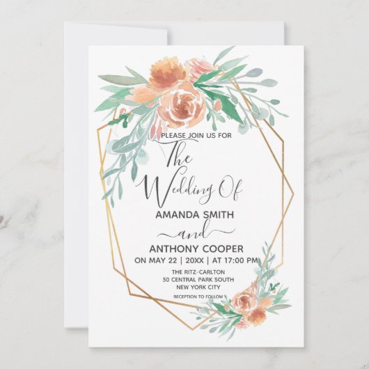 Elegante, handgefertigte Aquarellblumen-Einladung Einladung (Vorderseite)