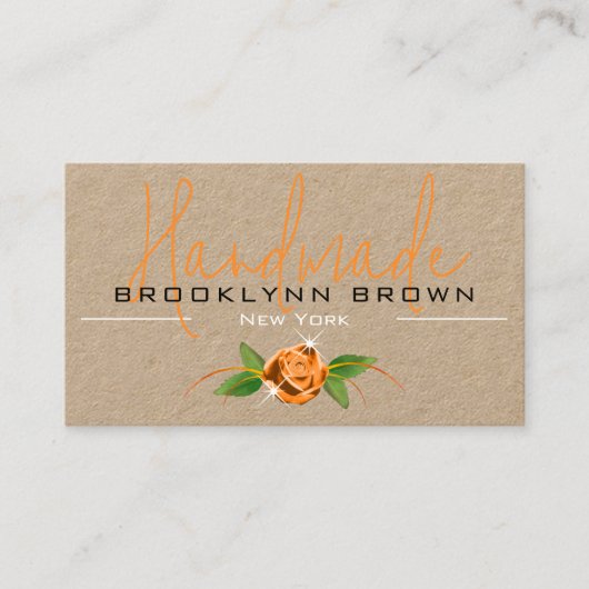 Elegante handgefertigte Rose Blume Orange Visitenkarte (Vorderseite)