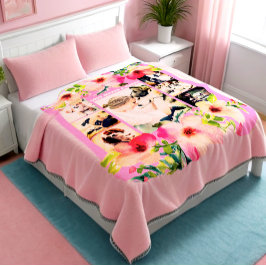 Elegante handgemachte Wasserfarben Rose Fotomateri Fleecedecke