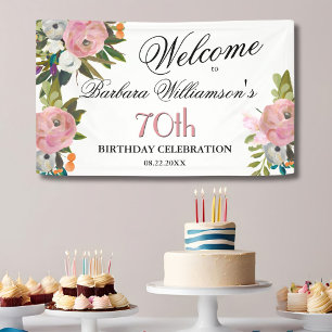 *Elegante handgemalte florale Willkommensgruß zum  Banner