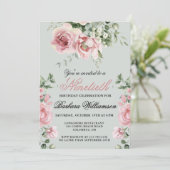 Elegante handgemalte Rose 90. Geburtstagsparty Einladung (Stehend Vorderseite)