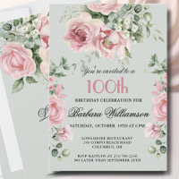 Elegante handgemalte Rosen 100. Geburtstagsfeier