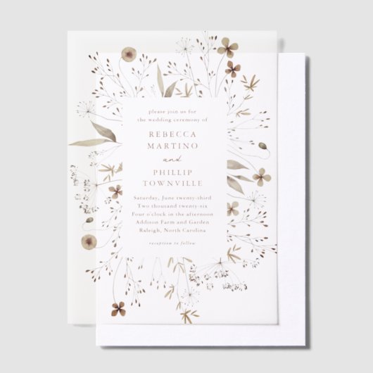 Elegante handgemalte Wildblume Hochzeit Pergament Einladungen (Versetzt)