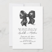 Elegante, handgeschriebene Black Bow Wedding Einladung (Vorderseite)