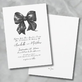 Elegante, handgeschriebene Black Bow Wedding Einladung