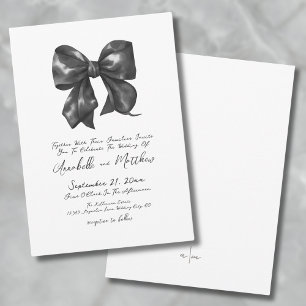 Elegante, handgeschriebene Black Bow Wedding Einladung