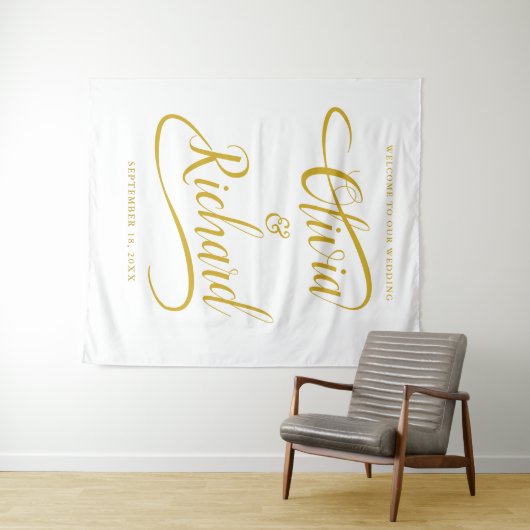 Elegante handgeschriebene Gold Swash Calligrafy We Wandteppich (Beispiel (Horizontal))