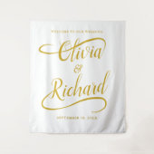 Elegante handgeschriebene Gold Swash Calligrafy We Wandteppich (Vorderseite)