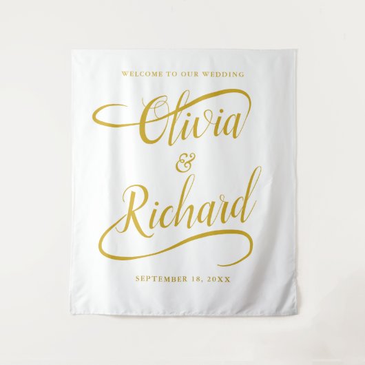 Elegante handgeschriebene Gold Swash Calligrafy We Wandteppich (Vorderseite)