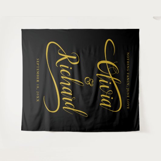 Elegante handgeschriebene Goldwaschkalligrafie Hoc Wandteppich (Vorderseite (Horizontal))