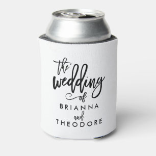 Elegante handgeschriebene Hochzeit Essen Trinken H Dosenkühler