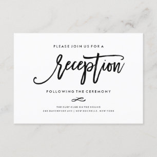 Elegante handgeschriebene Hochzeitsempfangskarte Begleitkarte
