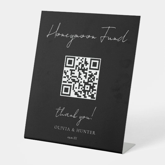 Elegante handgeschriebene Hochzeitsflitterwochenze Sockelschild (Vorderseite)