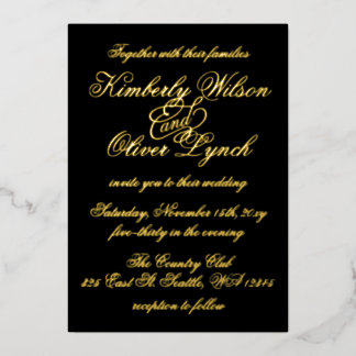 Elegante handgeschriebene Kalligrafie Luxe Wedding Folieneinladung