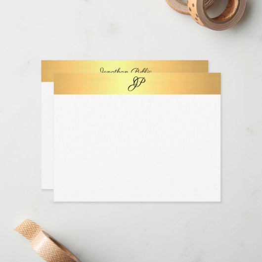 Elegante handgeschriebene Monogram Name Imitate Go Mitteilungskarte (Vorderseite/Rückseite Beispiel)