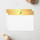 Elegante handgeschriebene Monogram Script Gold Mod Mitteilungskarte (Vorderseite/Rückseite Beispiel)