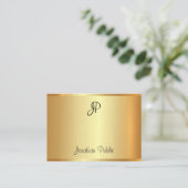 Elegante handgeschriebene Monogram Script Gold Mod Visitenkarte (Stehend Vorderseite)