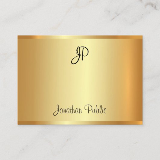 Elegante handgeschriebene Monogram Script Gold Mod Visitenkarte (Vorderseite)