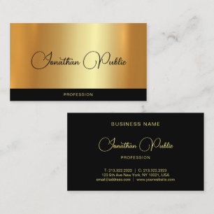 Elegante handgeschriebene Name Schwarz & Gold-Vorl Visitenkarte
