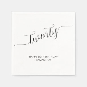 Elegante handgeschriebene Schrift Zwanzigster Gebu Serviette