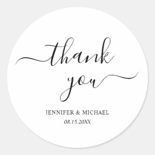 Elegante handgeschriebene Schriftart Danke Modern  Runder Aufkleber