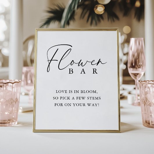 Elegante handgeschriebene Script-Shower-Blume-Bar Poster