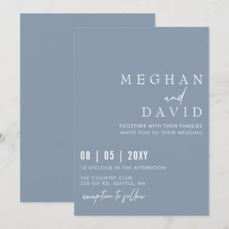 Elegante handgeschriebene Simple Dusty Blue Weddin Einladung