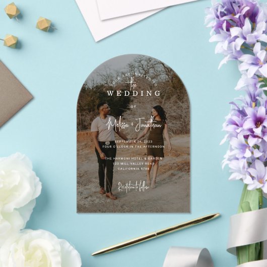 Elegante handgeschriebene Skript-Foto-Hochzeit Acryleinladungen (Insitu (Hochzeit))