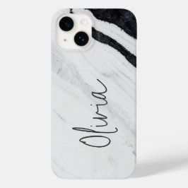 Elegante handgeschriebene Skriptname Schwarz-weiß  Case-Mate iPhone 14 Hülle