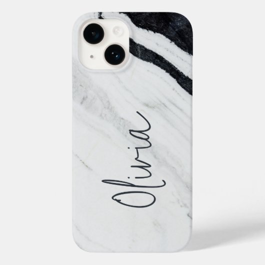 Elegante handgeschriebene Skriptname Schwarz-weiß Case-Mate iPhone Hülle (Rückseite)