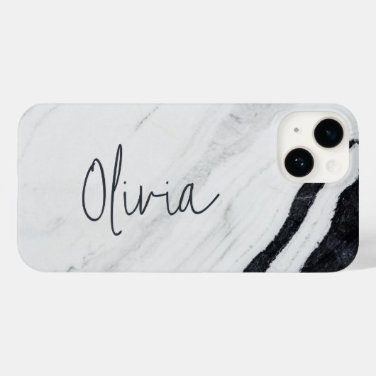 Elegante handgeschriebene Skriptname Schwarz-weiß Case-Mate iPhone Hülle (Rückseite (Horizontal))